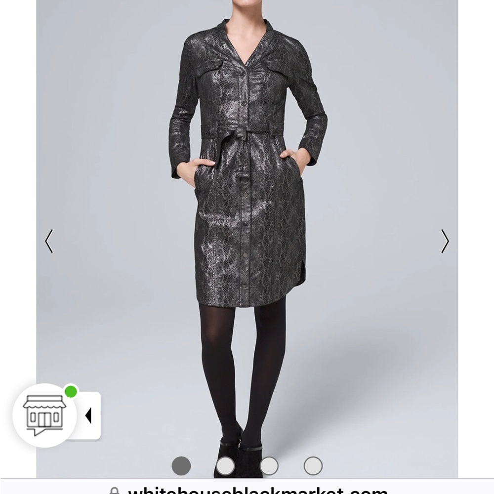 White House black market Animal print foil shirt dress/coat